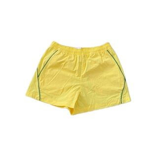 BDG Women's Yellow Nylon Shorts with Green Stripes, Size S